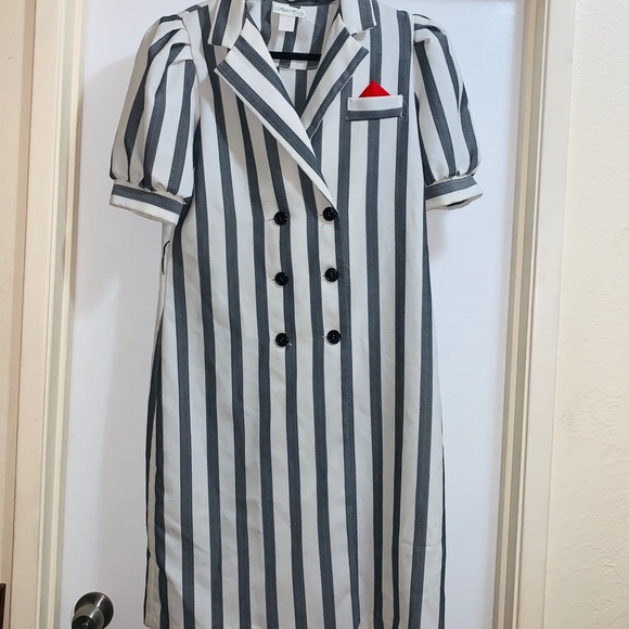 Vintage Dresses & Skirts - Vintage roe frocks striped button‎ up suit dress